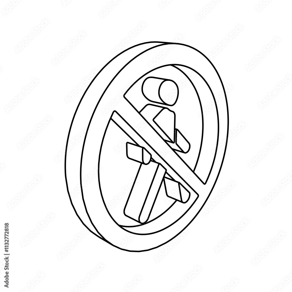 Poster the outline of a large pedestrian traffic prohibited sign is made with black lines. 3d view of the o