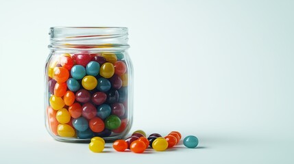 Colorful Candy Jar Filled with Vibrant Sweets on a Light Background