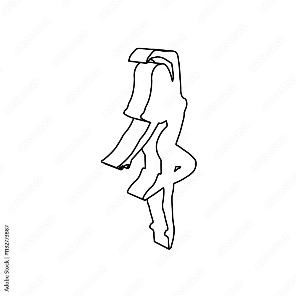 Poster the outline of a large ballerina symbol is made with black lines. 3d view of the object in perspecti