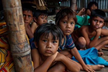 Unidentified children of the Bali ethnic group. Bali is one of the most popular tourist...