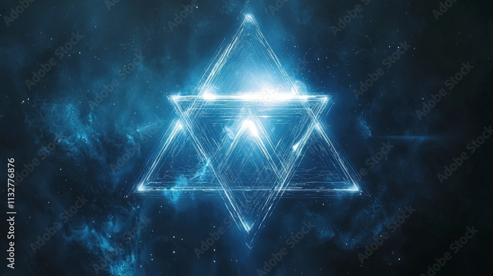 Fototapete interconnected triangle fractal art digital realm abstract design cosmic environment digital perspec