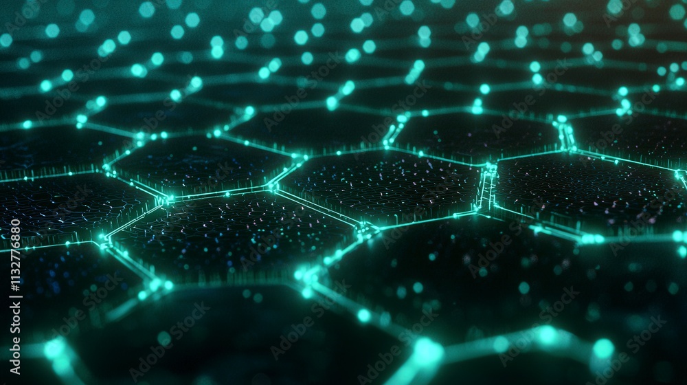 Poster hexagonal technology background showcasing conceptual innovation in a digital environment with a fut