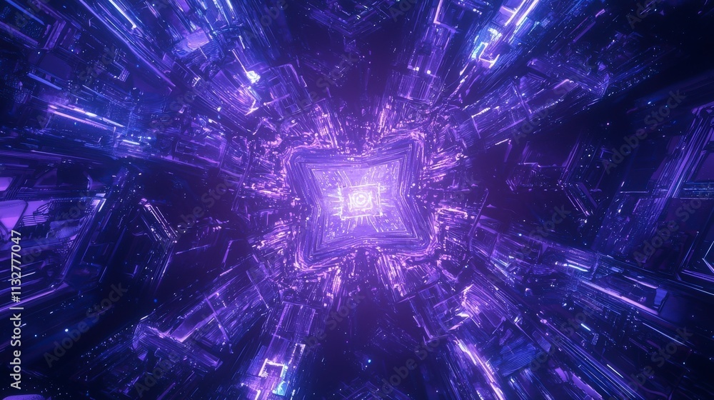 Aufkleber Glowing effects in a futuristic abstract technology background immersive cosmic visual art experience
