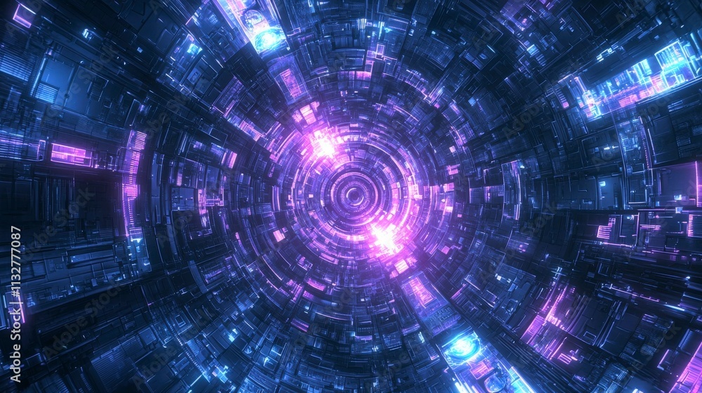 Aufkleber Abstract technology background glowing elements in a futuristic immersive digital realm aesthetic perspective