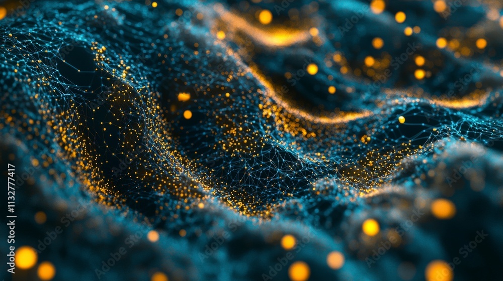 Aufkleber Abstract neural network background glowing lights digital art creative environment futuristic concept visuals
