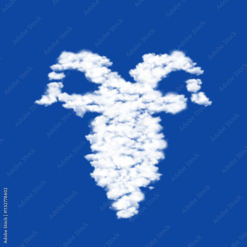 Poster clouds in the shape of a goat symbol on a transparent background. a symbol consisting of clouds in t