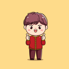 Cartoon Character in Traditional Red Outfit chinese new year
