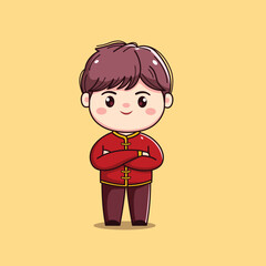 Cartoon Character in Traditional Red Outfit chinese new year