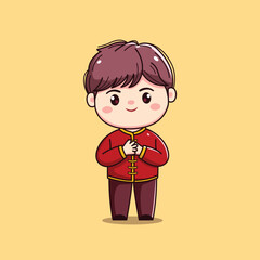 Cartoon Character in Traditional Red Outfit chinese new year