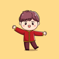 Cartoon Character in Traditional Red Outfit chinese new year