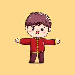 Cartoon Character in Traditional Red Outfit chinese new year