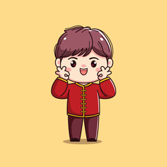 Cartoon Character in Traditional Red Outfit chinese new year