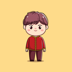 Cartoon Character in Traditional Red Outfit chinese new year