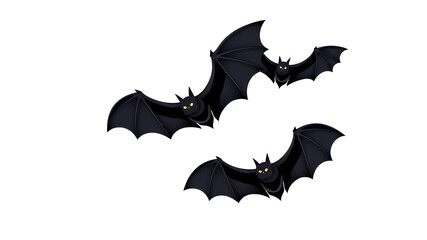 Fototapeta premium Vector Halloween set of flying black bats isolated on a white background. Generative AI