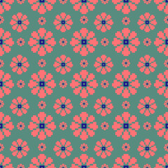 Beautiful flowers seamless pattern design by geometric 