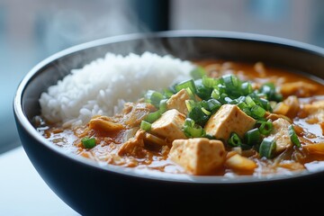 Delicious and Aromatic Kimchi Jjigae with Tofu and Rice