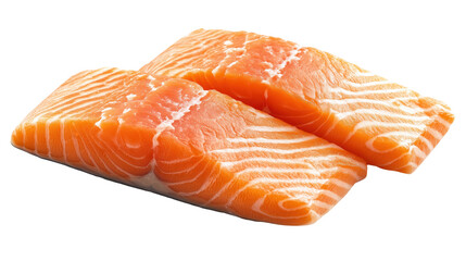 Fresh Salmon Fillets isolated on transparent background	