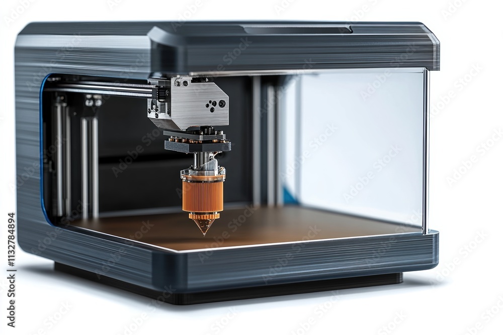 Poster innovative 3d printer with injector nozzle and advanced design ready for creative projects and proto