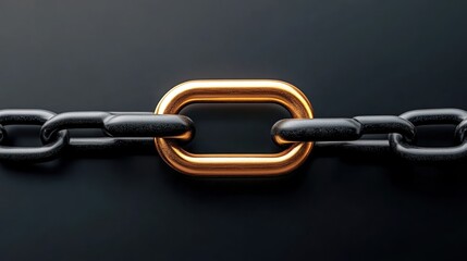 Obraz premium Linking strength and unity through a golden connection amidst powerful black chains