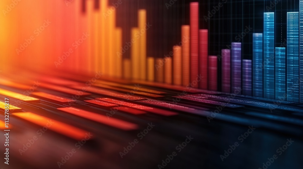 Poster dynamic trends in stock market analysis showcasing vibrant colors and impactful insights through dat