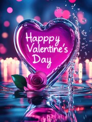 Happy Valentine's Day greeting with heart-shaped decorations and soft lighting