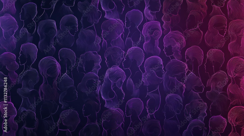Poster colorful silhouettes in a dark background with intricate patterns