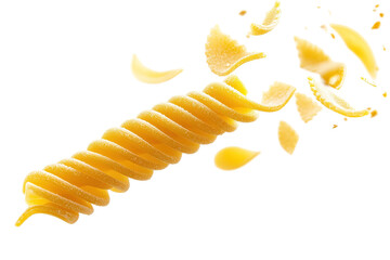 Naklejka premium A spiral of pasta with a few pieces of it missing. on transparent background.