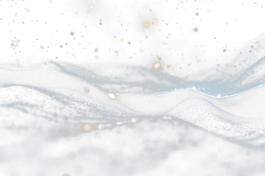 Abstract Transparent blue waves with glowing particles.
