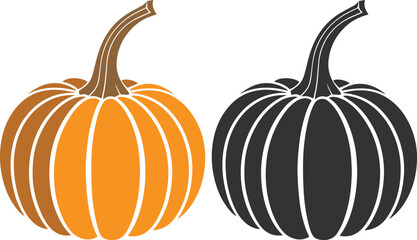 Pumpkin vegetable abstract black and colorful silhouette on white background vector illustration.