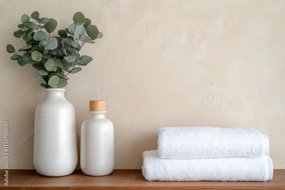 Poster minimalist home spa setup creating serene ambiance for relaxation