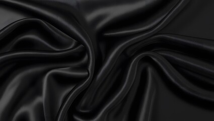 Fototapeta premium Smooth elegant black satin texture abstract background. Luxurious background.