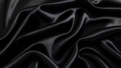 Obraz premium Smooth elegant black satin texture abstract background. Luxurious background.