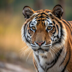 Obraz premium selective focus shot of Bengal tiger face