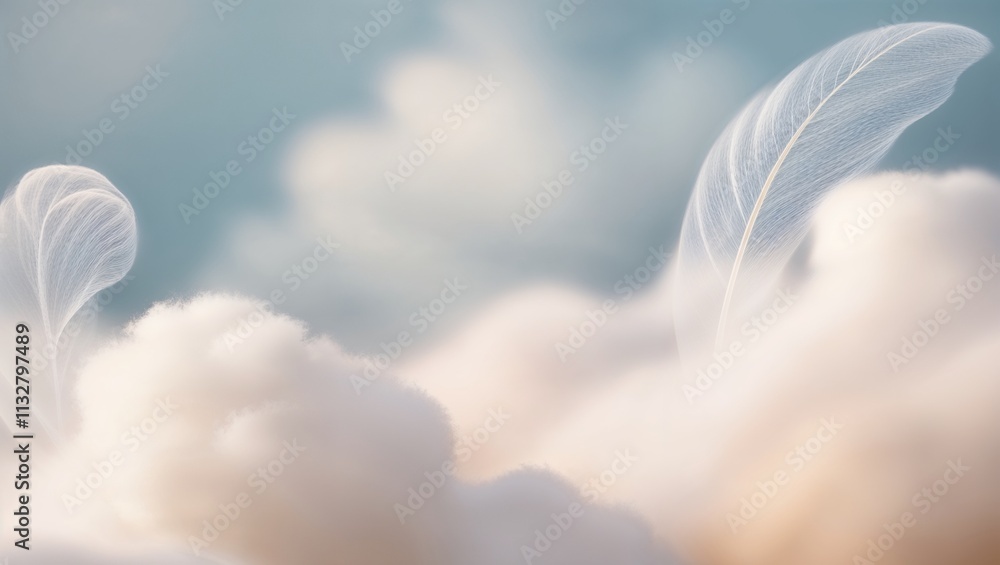 Poster soft feather and cloud background with copy space for text