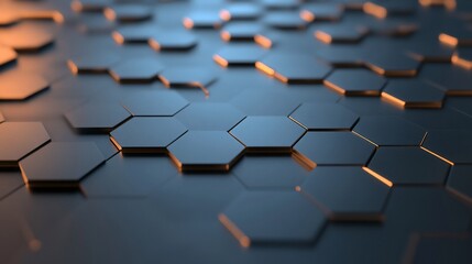 Obraz premium A close-up view of interlocking hexagonal shapes with lighting effects.