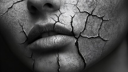 Obraz premium Breaking Beauty: The Cracked Facade