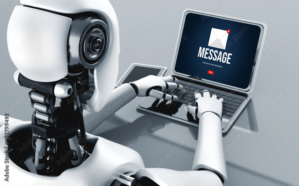 Poster email notification message showing on computer screen snugly. digital marketing message information 