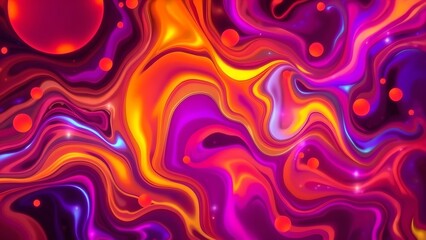 Obraz premium Abstract fluid fruit patterns with glowing neon ink, vibrant color transitions, radiant soft-focus bokeh, and surreal movement in a dynamic background