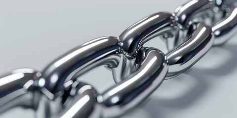 Obraz premium High-Gloss Chrome Chain: Realistic 3D Render for Industrial Design and Luxury Branding