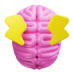 Brain Lightning 3d Render Icons