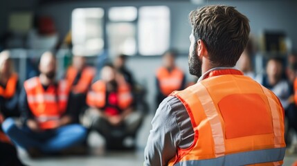 Mental health support discussion for paramedics, led by a counselor to promote resilience and well-being in emergency roles