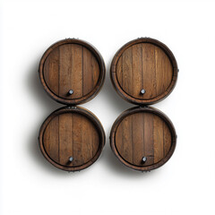 Fototapeta premium wooden oak barrels isolated on white background.