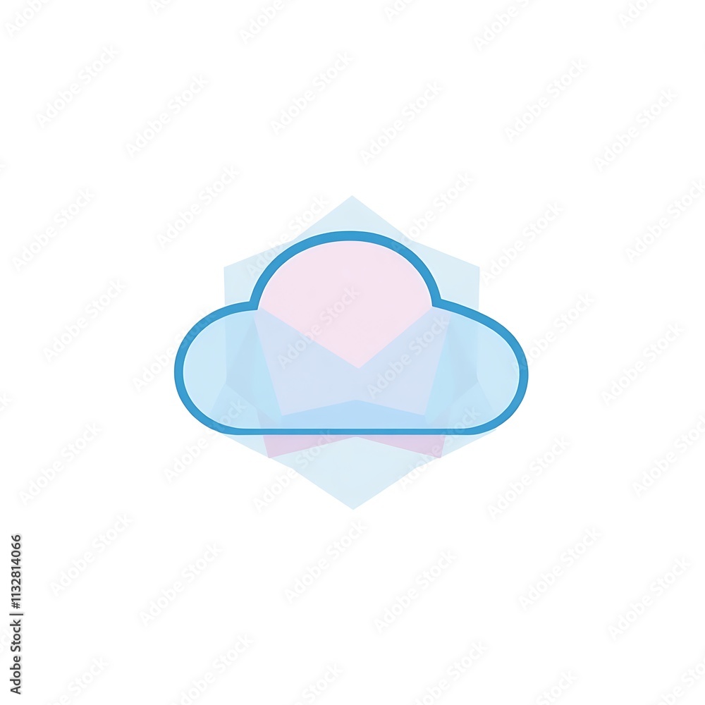 Aufkleber cloud computing icon: abstract pastel blue cloud with hexagon shape