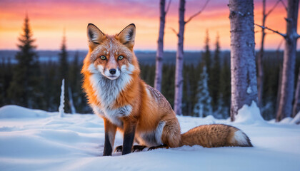 Fototapeta premium red fox in snow