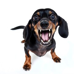 Angry Isolated Aggressive Dachshund Spaniel Dog Canine Pet