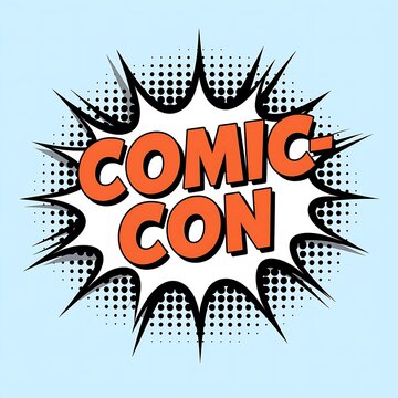 Comic Con announcement in a burst style graphic