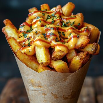 cone of dutch fries street food