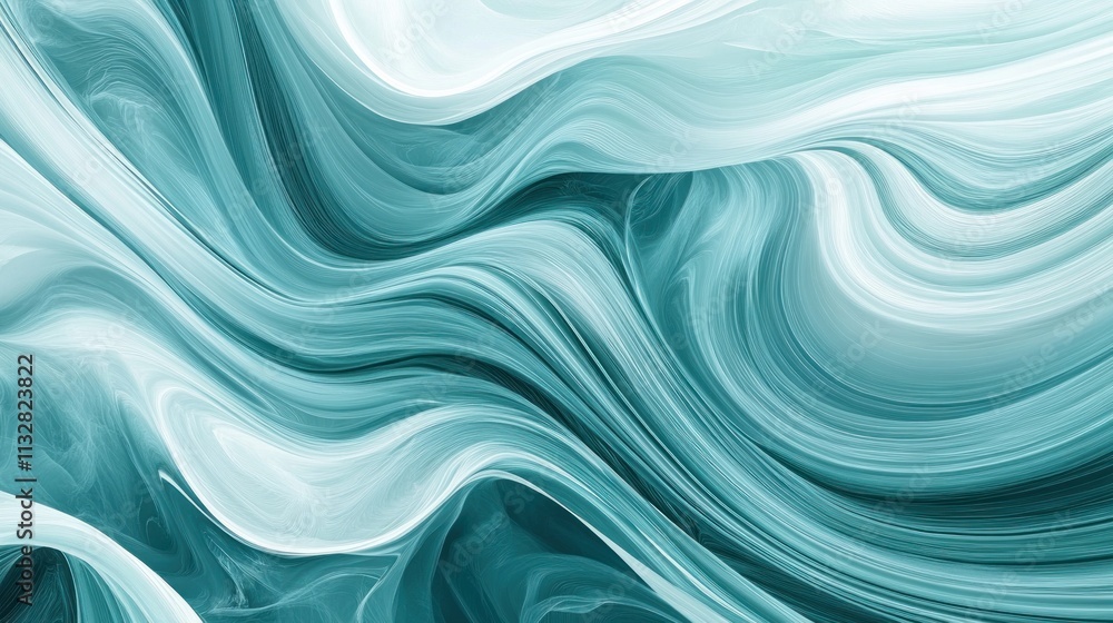 Aufkleber a fluid wave pattern with curving lines in shades of teal and white, creating a sense of movement an