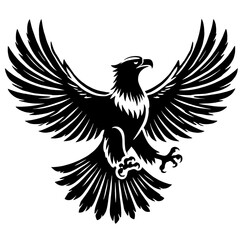 Obraz premium Black eagle with wings spread.