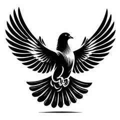 Obraz premium Black silhouette of a dove in flight.